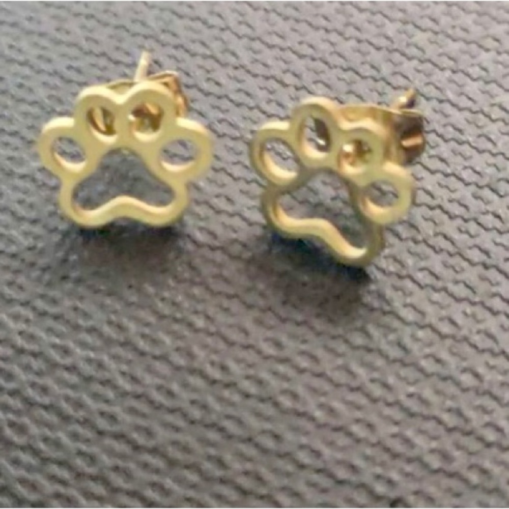 🐾 Paw Print Stainless Steel Stud Earrings NWT - Picture 11 of 12